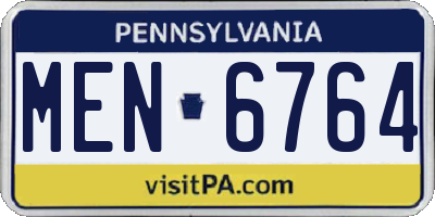 PA license plate MEN6764