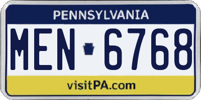 PA license plate MEN6768