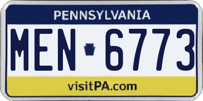 PA license plate MEN6773