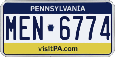 PA license plate MEN6774