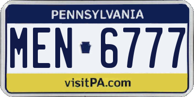 PA license plate MEN6777