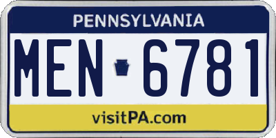 PA license plate MEN6781