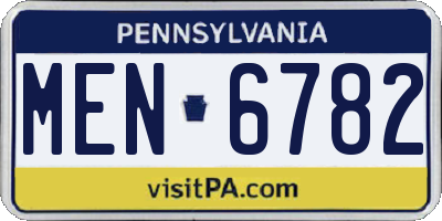 PA license plate MEN6782