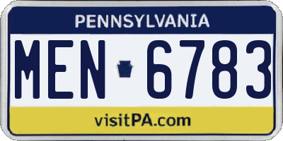 PA license plate MEN6783