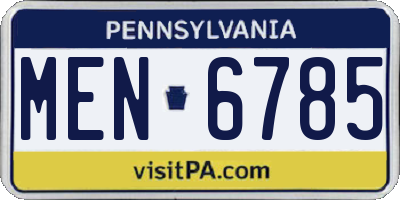 PA license plate MEN6785