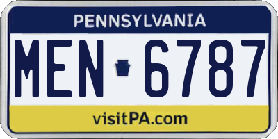 PA license plate MEN6787