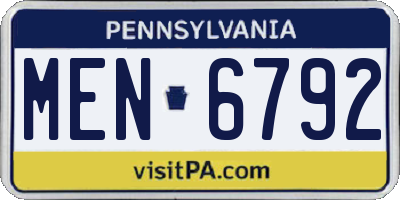 PA license plate MEN6792