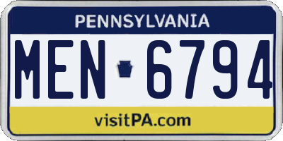 PA license plate MEN6794