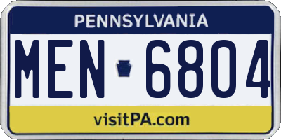 PA license plate MEN6804