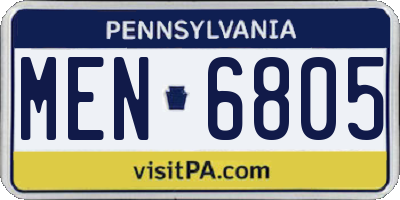 PA license plate MEN6805