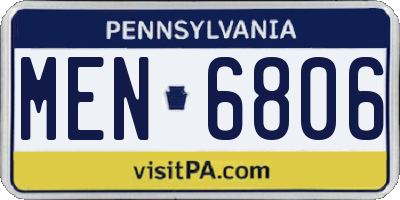 PA license plate MEN6806