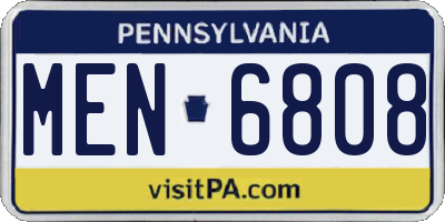 PA license plate MEN6808