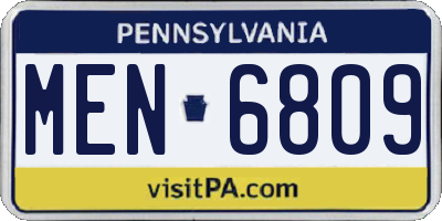 PA license plate MEN6809