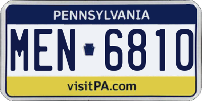 PA license plate MEN6810