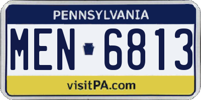 PA license plate MEN6813