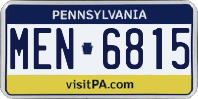 PA license plate MEN6815