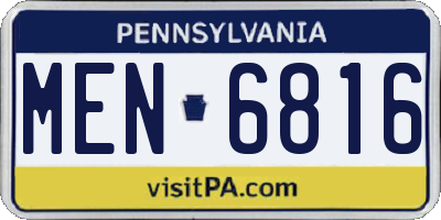 PA license plate MEN6816