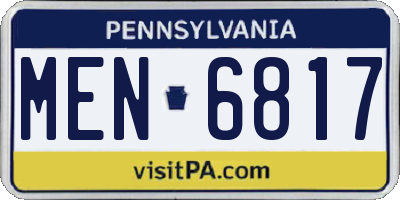 PA license plate MEN6817