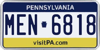 PA license plate MEN6818