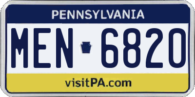 PA license plate MEN6820