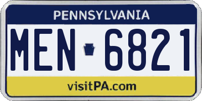 PA license plate MEN6821