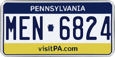 PA license plate MEN6824