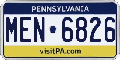 PA license plate MEN6826