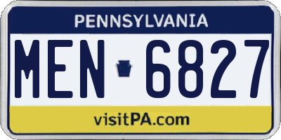 PA license plate MEN6827