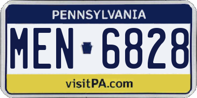 PA license plate MEN6828