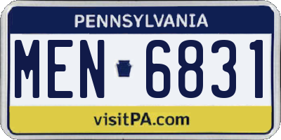 PA license plate MEN6831
