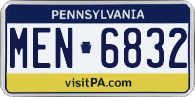 PA license plate MEN6832