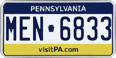 PA license plate MEN6833