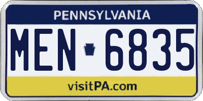 PA license plate MEN6835