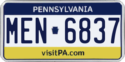 PA license plate MEN6837