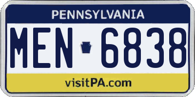 PA license plate MEN6838