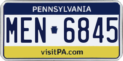 PA license plate MEN6845