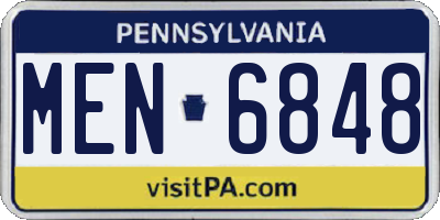 PA license plate MEN6848