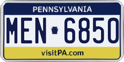PA license plate MEN6850