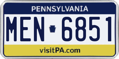 PA license plate MEN6851