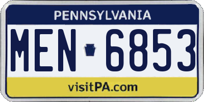 PA license plate MEN6853