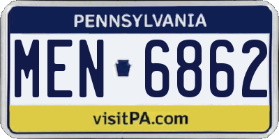 PA license plate MEN6862