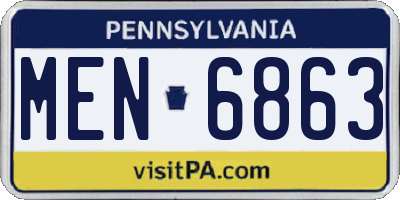 PA license plate MEN6863