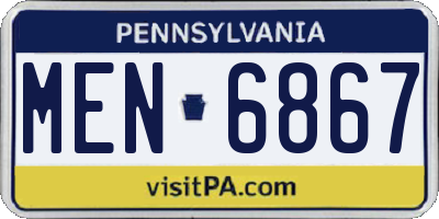 PA license plate MEN6867
