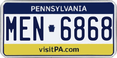 PA license plate MEN6868