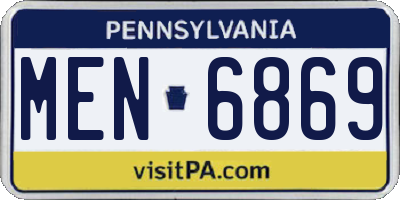 PA license plate MEN6869