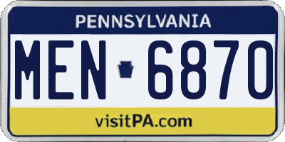 PA license plate MEN6870