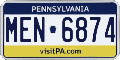 PA license plate MEN6874