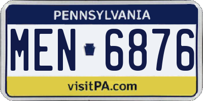 PA license plate MEN6876