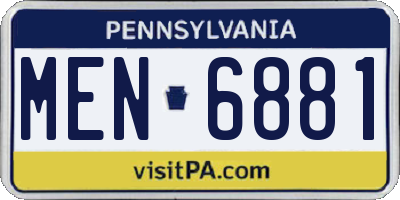 PA license plate MEN6881
