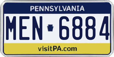 PA license plate MEN6884